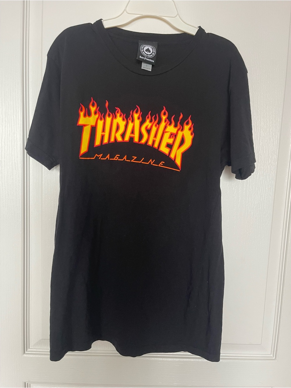 Unisex Thrasher Magazine Skateboarding Flames  Short Sleeve Tee Shirt in Small